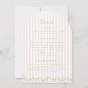 Carte d'information de mariage à rayures roses suc