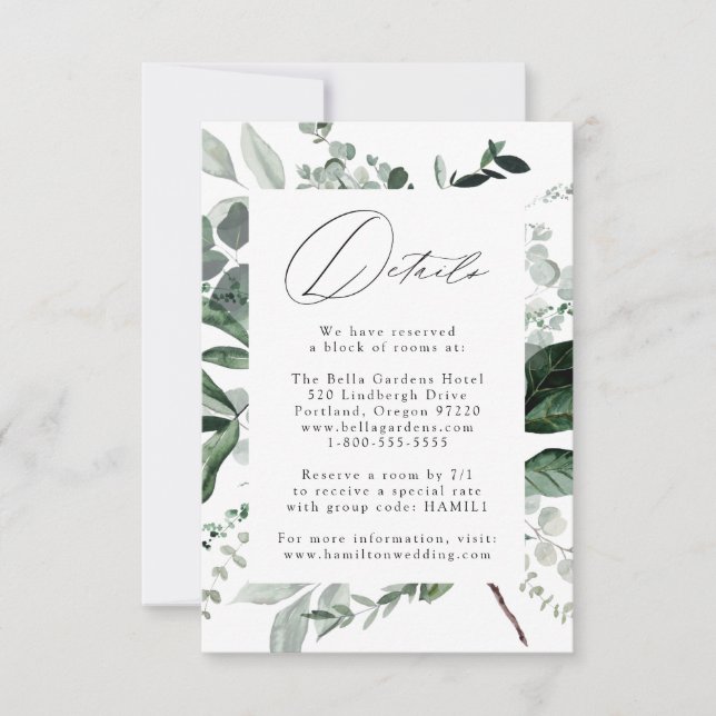 Carte d'information de mariage Abundant Greenery (Devant)