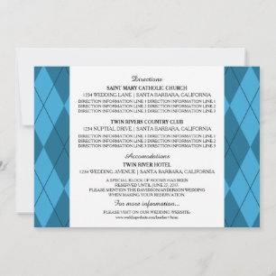 Carte d'information de mariage Argyle Bleu