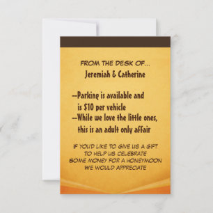 Carte d'information de mariage aventure vintage