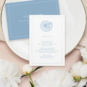 Carte d'information de mariage Blue Sea Shell Beac