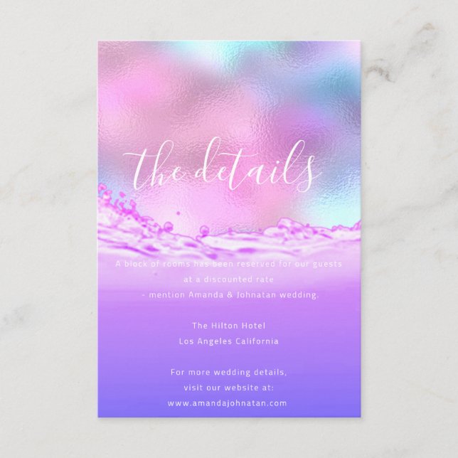 Carte d'information de mariage Détails Pastels (Devant)