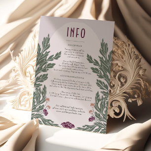 Carte d'information de mariage floral vintage Lava