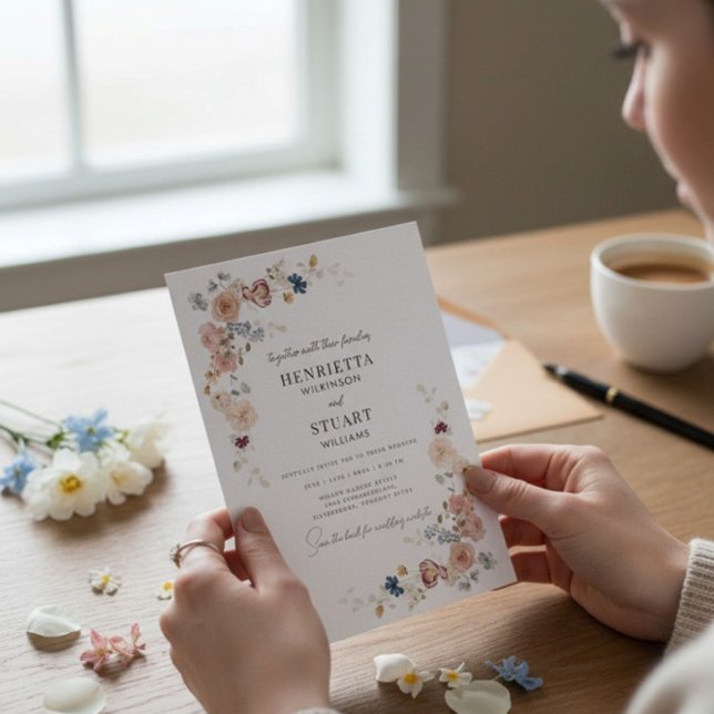 Carte d'information de mariage florale moderne ave (Créateur téléchargé)