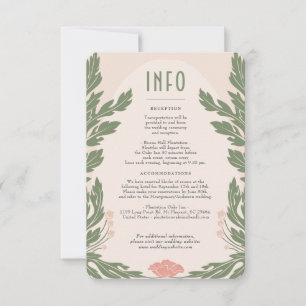 Carte d'information de mariage florale vintage ros