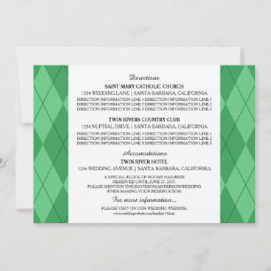Carte d'information de mariage Green Argyle