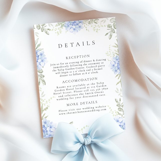 Carte d'information de mariage Hydrangea Bleu (Créateur téléchargé)