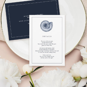 Carte d'information de mariage Marine Sea Shell Be