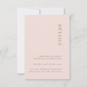 Carte d'information de mariage minimaliste aux ros