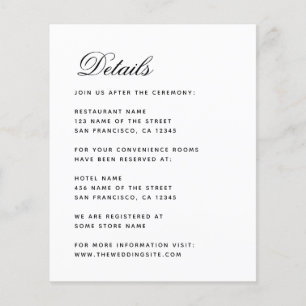 Carte d'information de mariage minimaliste avec bu
