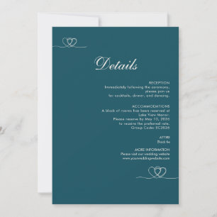 Carte d'information de mariage moderne sarcelle fo
