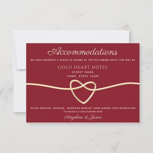Carte d'information de mariage rouge (Devant)