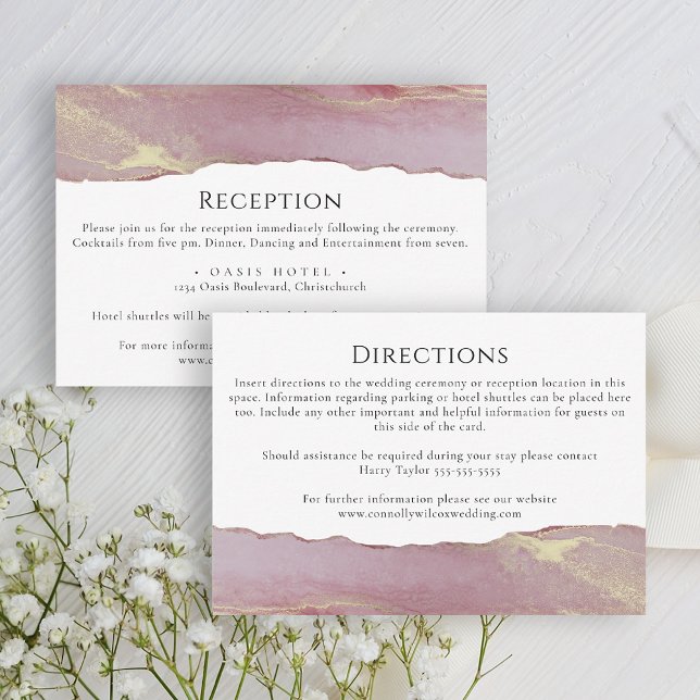 Carte d'information de mariage simple rose poussié (Créateur téléchargé)