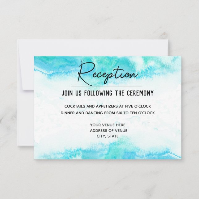 Carte d'information de réception de mariage bleu p (Devant)