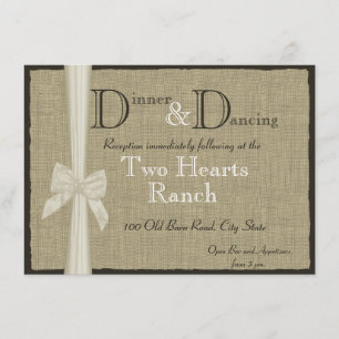 Carte d'information de réception Rustique Burlap a