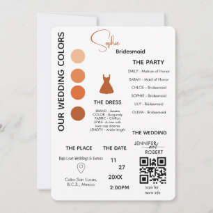 Carte d'information demoiselle d'honneur Orange