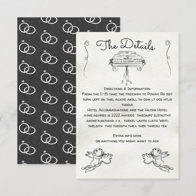 Carte d'information détaillée Cherub Cupid dessiné (Devant / Derrière)