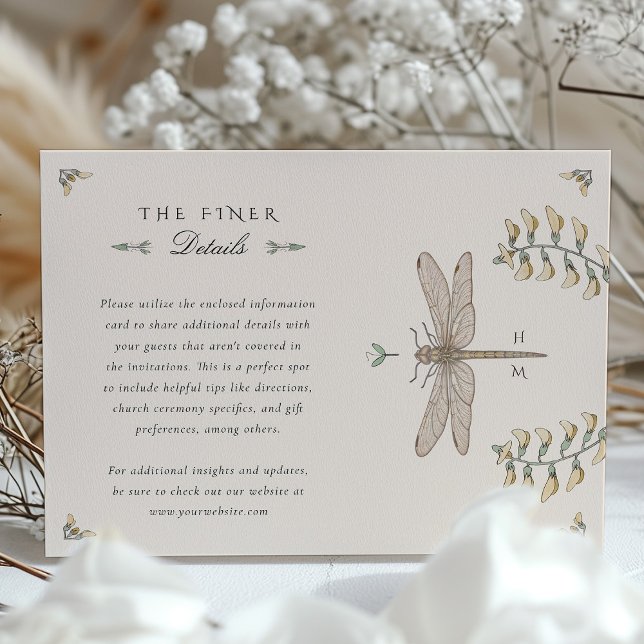 Carte d'information du Mariage de dragonfly vintag (Créateur téléchargé)