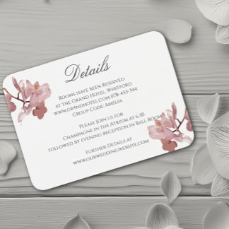 Carte d'information du Mariage de l'orchidée rose