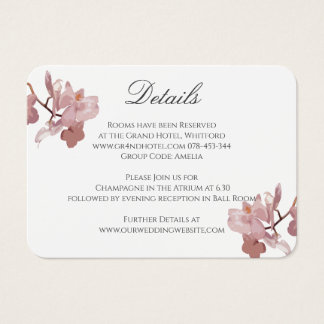 Carte d'information du Mariage de l'orchidée rose