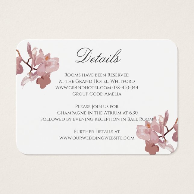 Carte d'information du Mariage de l'orchidée rose (Devant)