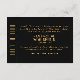 Carte d'information du Mariage du ventilateur Gold