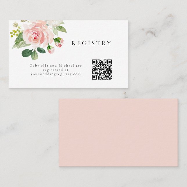 Carte d'information Elegant Blush Floral Mariage R (Devant / Derrière)