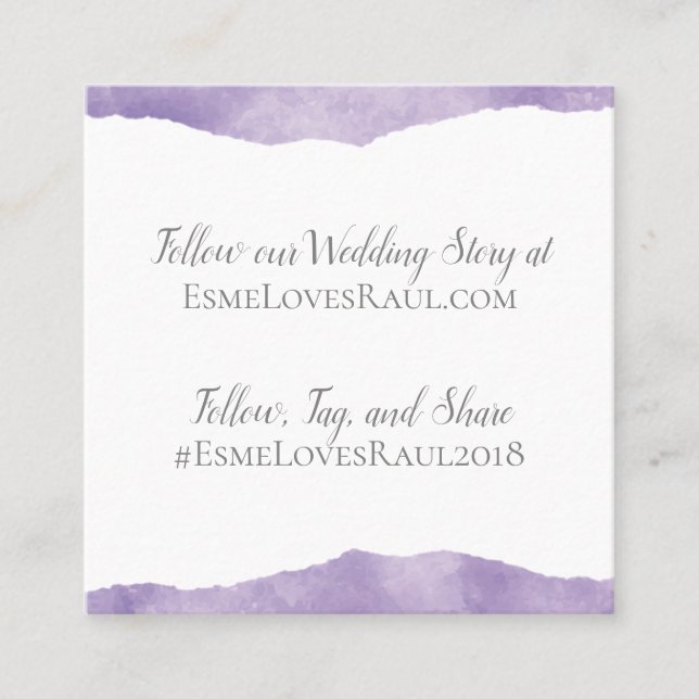Carte d'information Mariage d'aquarelle Lavender (Devant)