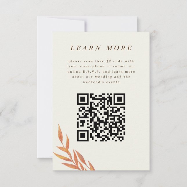 Carte d'information Mariage Orange Simple Branch (Devant)
