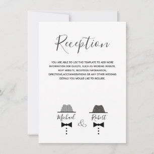 Carte d'information noire et blanche pour Mariage