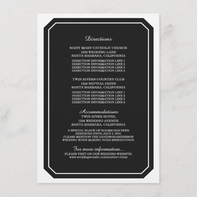 Carte d'information noire tout simplement élégante (Devant)