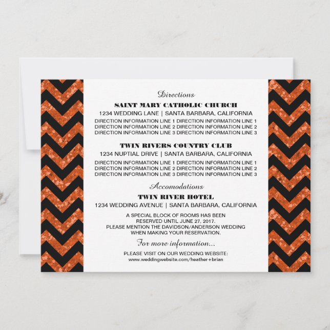 Carte d'information Paillettes Chevron Orange (Devant)