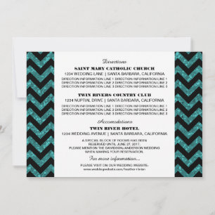 Carte d'information Paillettes Chevron Sarcelle