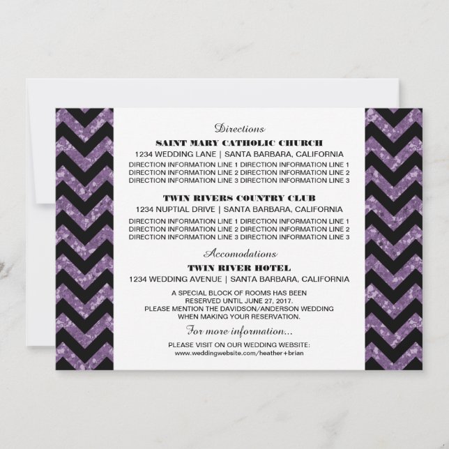 Carte d'information Paillettes Chevron Violet (Devant)