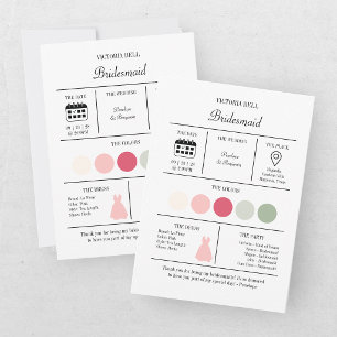 Carte d'information pour demoiselles d'honneur ros