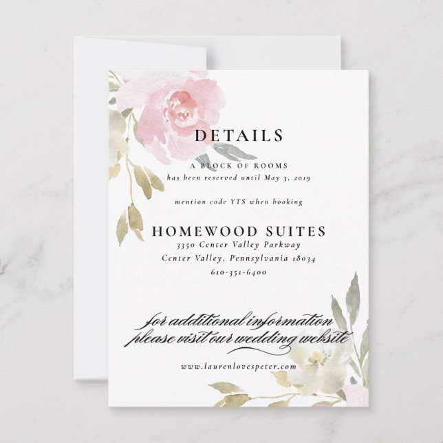 Carte d'information pour invité de mariage floral  (Devant)