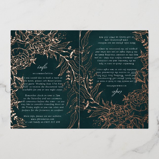 Carte d'information rose Gold Flower Emerald 2 Foi (Recto)