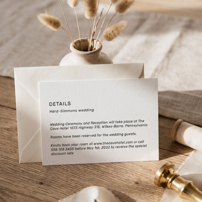 Carte d'information simple et neutre pour mariage (Créateur téléchargé)
