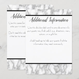 Carte d'information supplémentaire Marbre