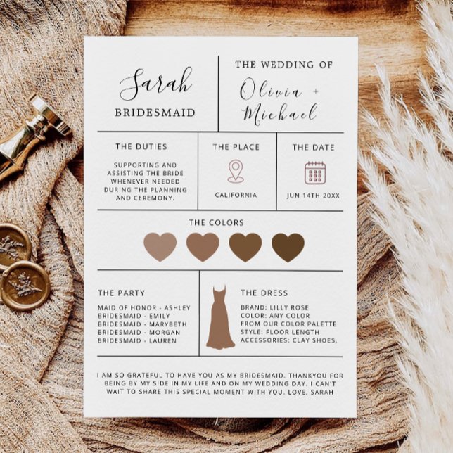 Carte d'information sur la proposition de servante (Modern Bridesmaid Proposal Info Card, Invitation)