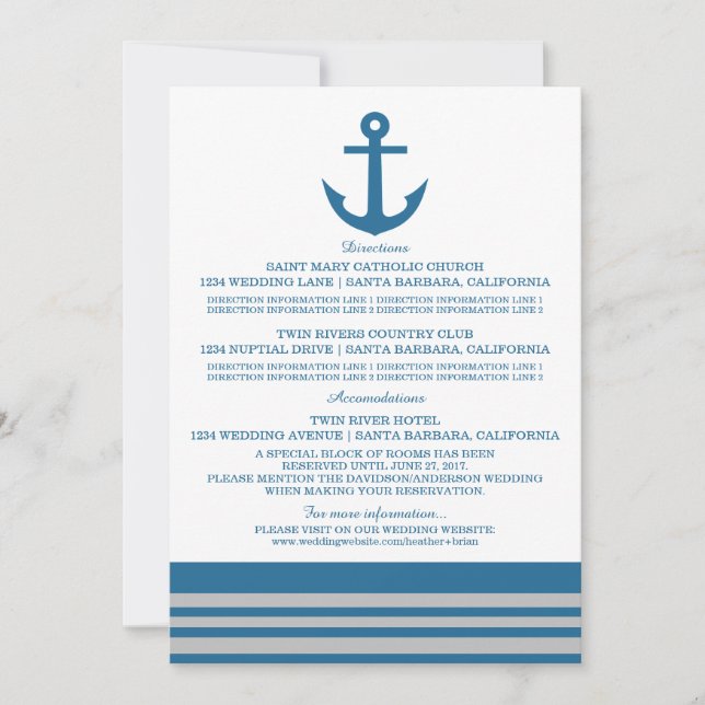 Carte d'information sur l'Ancre marine Blue Grey (Devant)