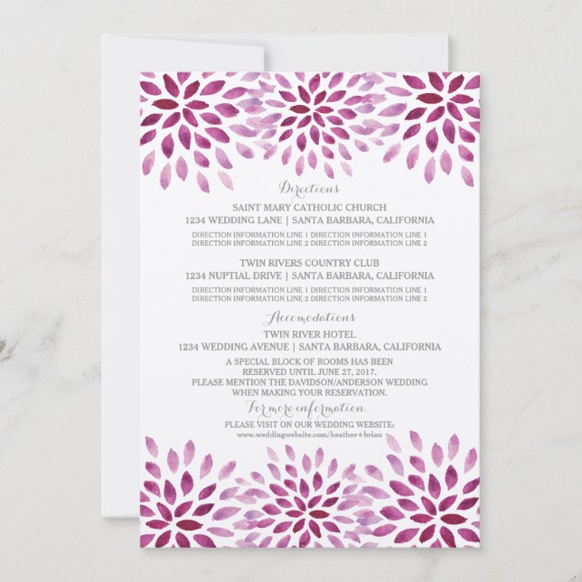 Carte d'information sur le chrysanthème aquarelle  (Devant)