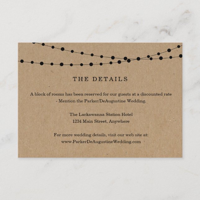 Carte d'information sur les détails des guirlandes (Devant)