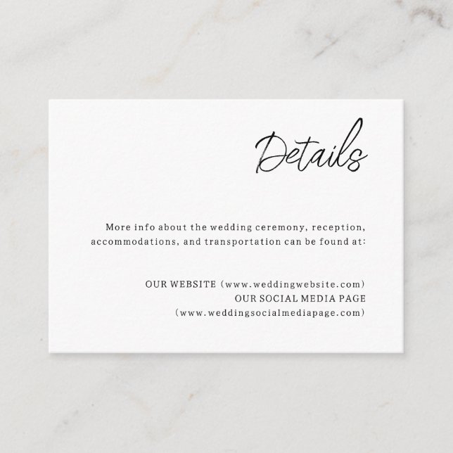 Carte d'information sur les détails du mariage cél (Devant)