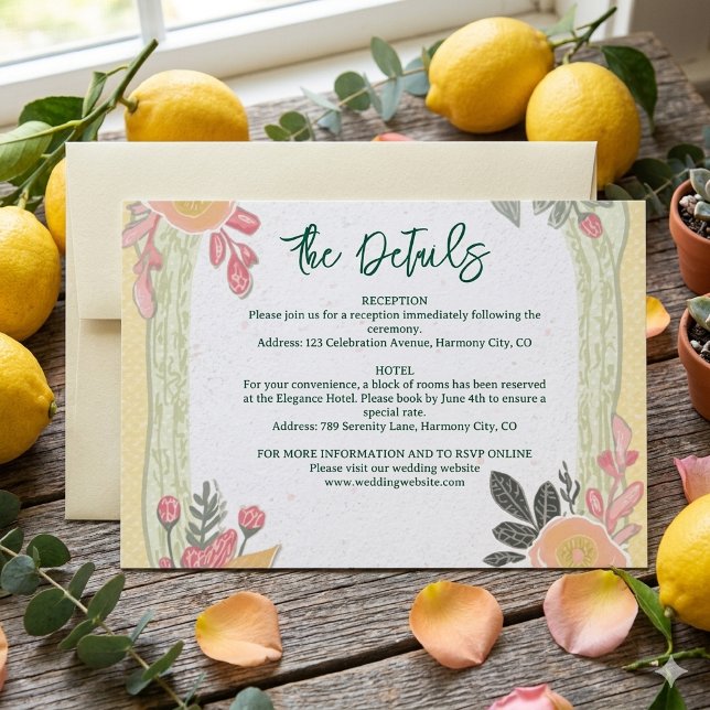 Carte d'information sur les détails du mariage flo (Créateur téléchargé)