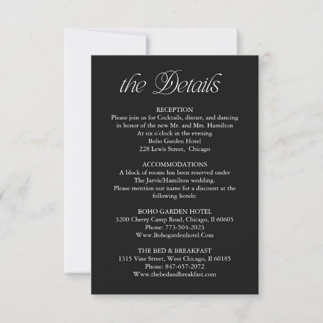 Carte d'information sur les détails du mariage noi (Devant)