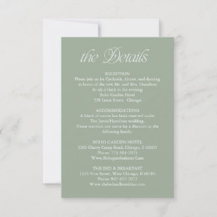 Carte d'information sur les détails du mariage Ver