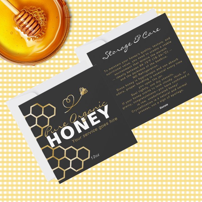 Carte d'information sur les soins des produits de  (Black Honey Bees Honeycomb Product Care Insert Holiday Card)