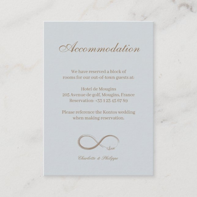 Carte d'information sur l'hôtel de mariage bleu si (Devant)