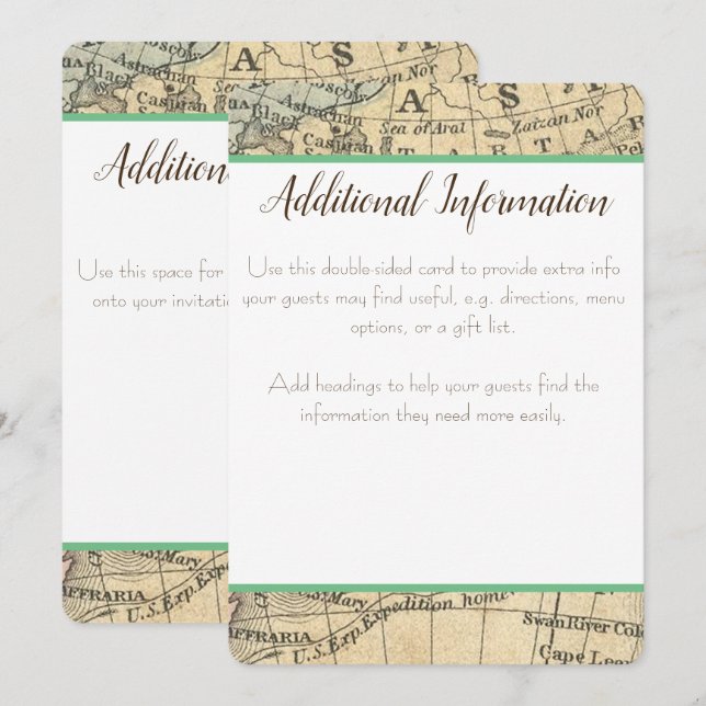 Carte d'informations complémentaires de carte vint (Devant / Derrière)